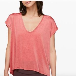 lululemon Playful Practice Short Sleeve Coral Top